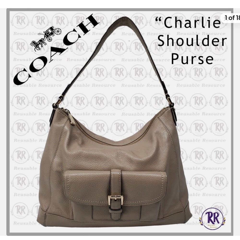 Authentic Coach Charlie Shoulder Bag in pebbled leather